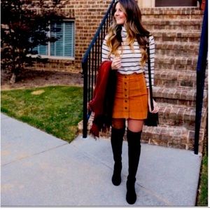 Madewell Yellow Velveteen A-Line Button Front Corduroy Mini Skirt Size 10 1970s